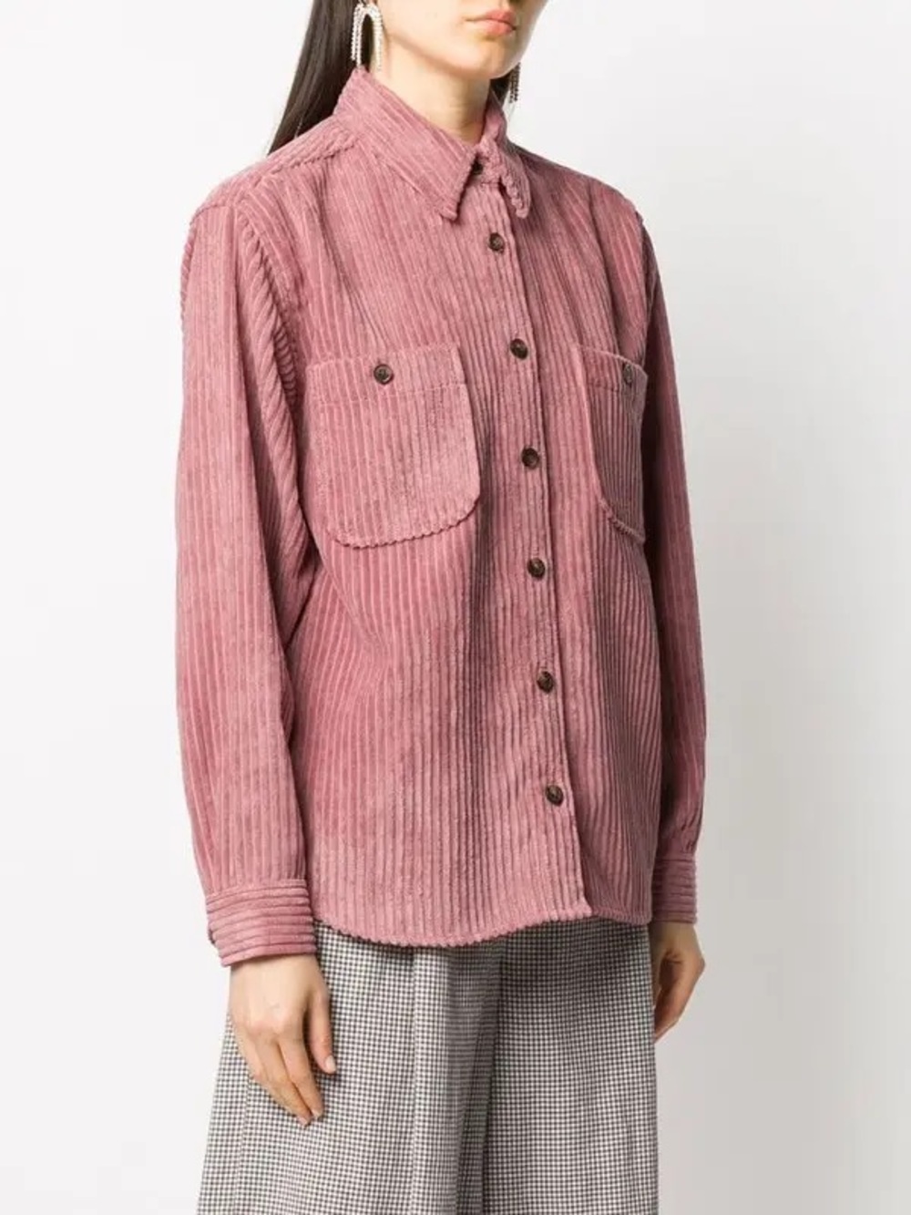 Isabel Marant Corduroy Button Shirt Jacket in Dusty Pink